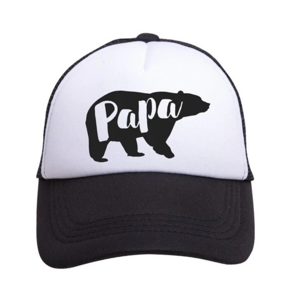 Papa Bear Black and White Adjustable Cap